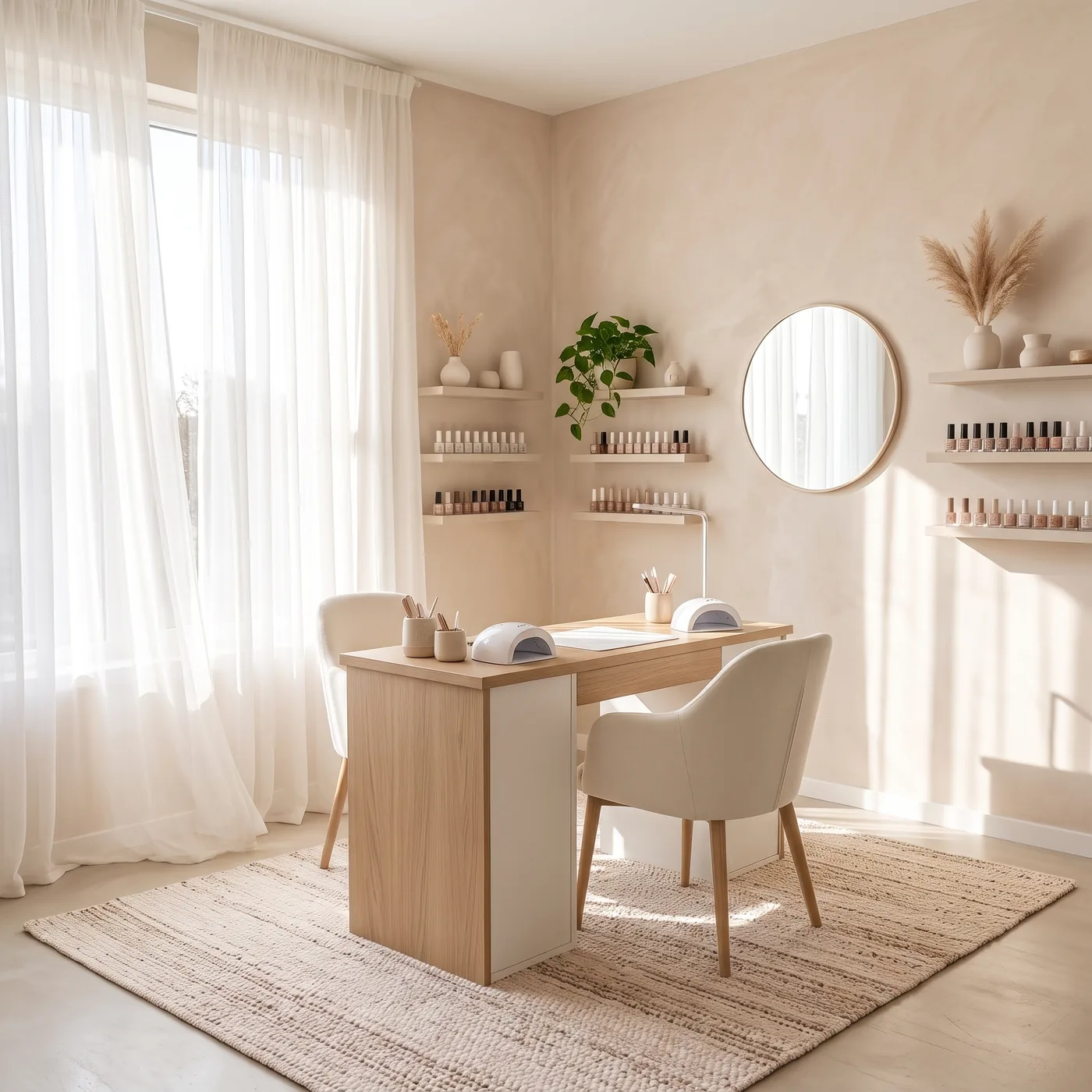 Studio interior with a manicure table