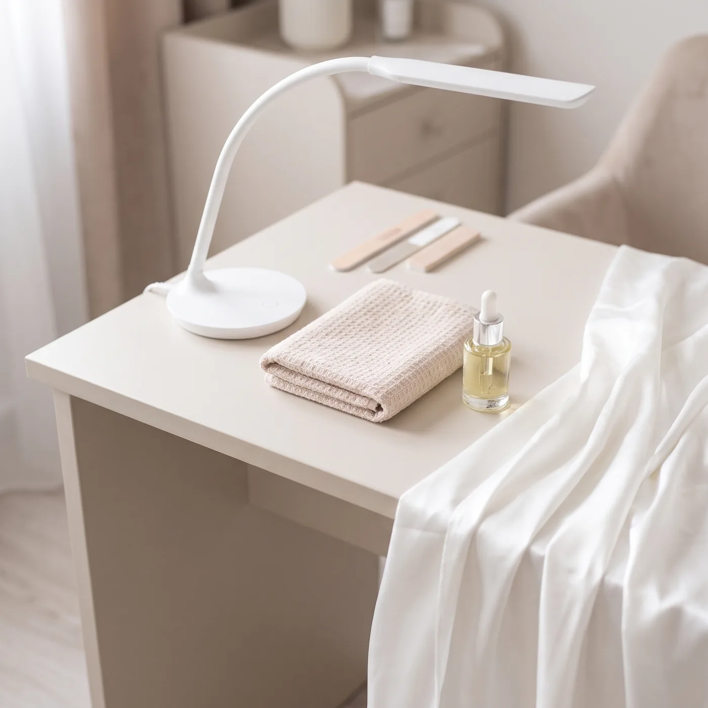Manicure workstation with a lamp